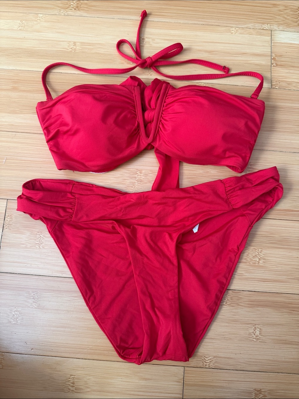 BECCA Red Bandeau V-Front Bikini Set